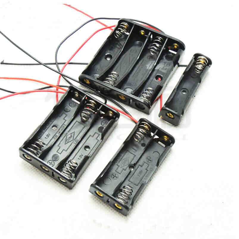 AA Battery Holders without Lids and Cable Connectors
